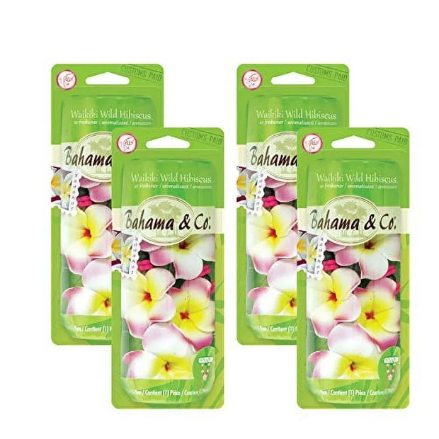 Bahama & Co. Waikiki Wild Hibiscus Hanging Necklace Air Freshener 4PK