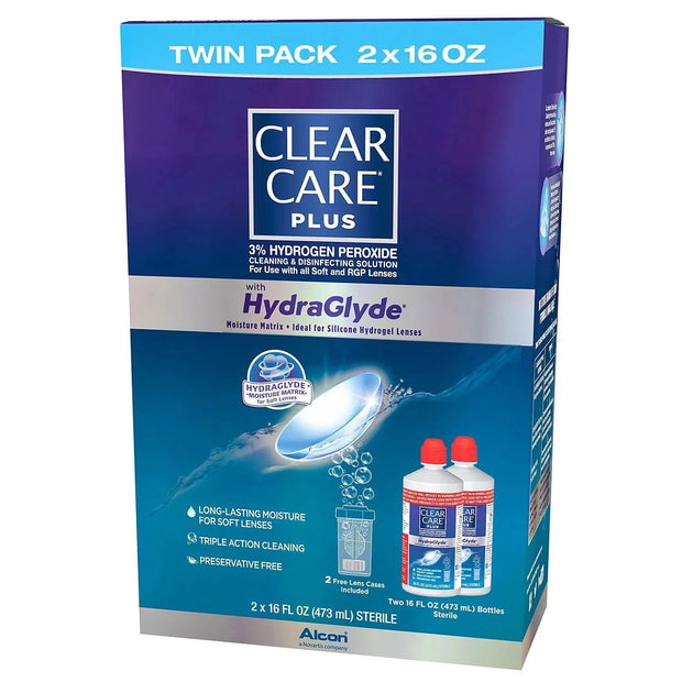 Clear Care Plus with Hydraglyde Cleaning & Disinfecting Solution Twin Pack
