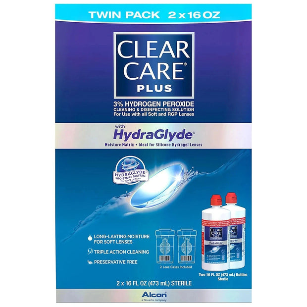 Clear Care Plus with Hydraglyde Cleaning & Disinfecting Solution Twin Pack