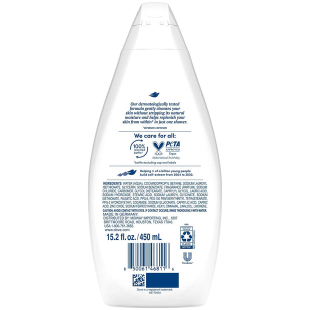 DOVE Body Wash -HYDRATE Unisex - 15.2 oz Body Wash PACK OF 6