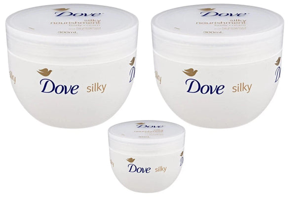DOVE Silky Nourishment BODY CREAM for Radiant & Soft Skin PAMPERING PACK OF 3