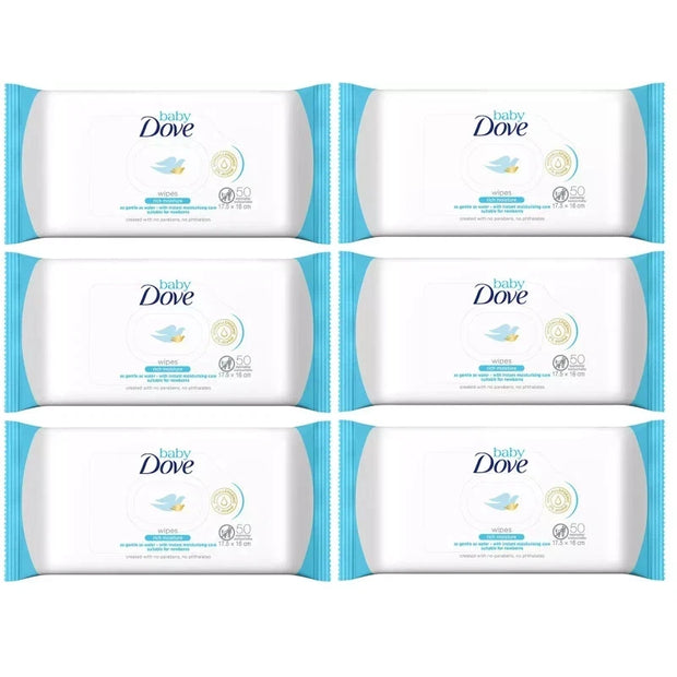 Dove Baby Wipes, Rich Moisture, Gentle As Water, 50 Wipes (6 Pack)