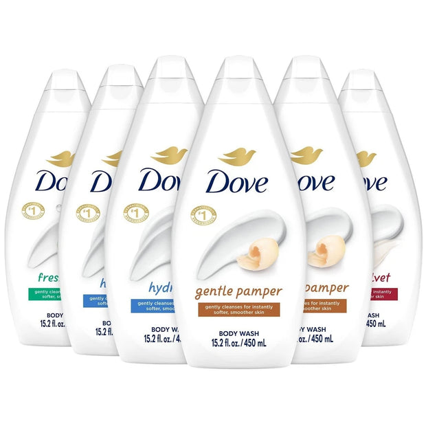 Dove Body Wash, Variety 15.2OZ (Pack of 6)