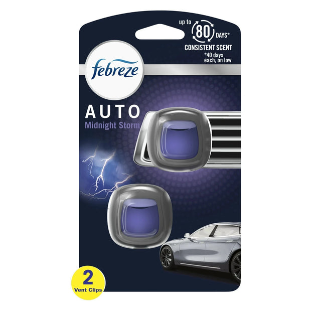 Febreze Car Air Freshener Vent Clip Midnight Storm 2 PACK