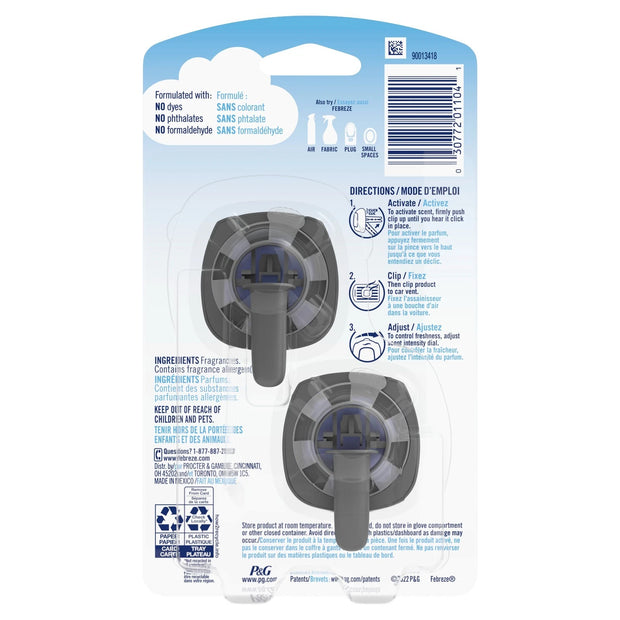 Febreze Car Air Freshener Vent Clip Midnight Storm 2 PACK