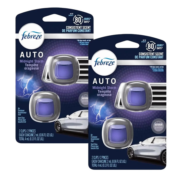 Febreze Car Air Freshener Vent Clip Midnight Storm 2 PACK