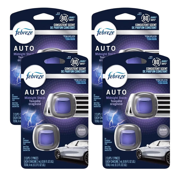 Febreze Car Air Freshener Vent Clip Midnight Storm 4 PACKS