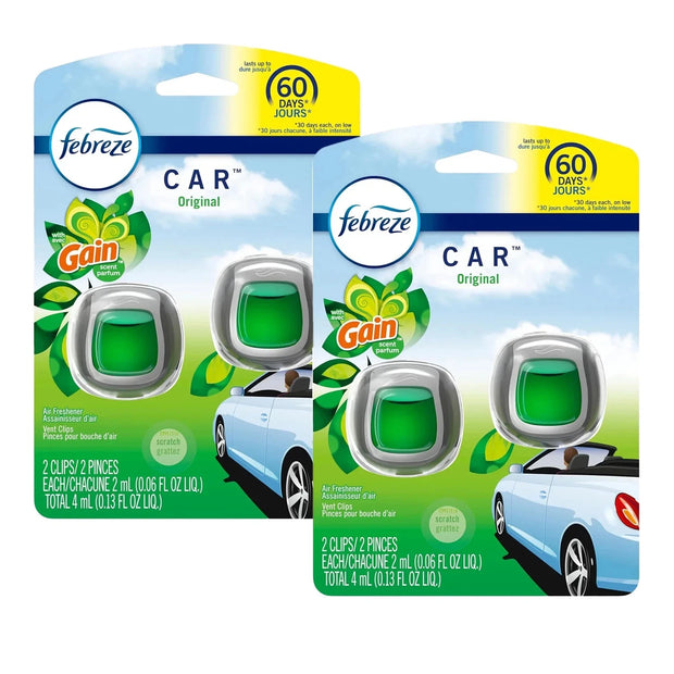 Febreze Car Air Freshener, Odor-Fighting Car Vent Clip, ALL SCENTS | 2-Count