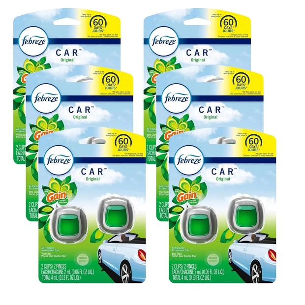 Febreze Car Air Freshener Vent Clip Gain Original Scent Car Vent Clip, 12 clips