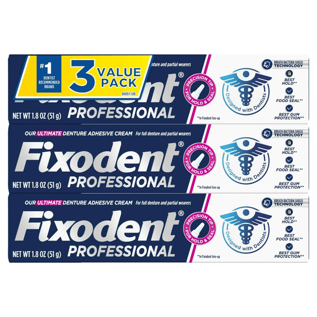 Fixodent Professional Ultimate Denture Adhesive Cream, 1.8 oz 3 pack