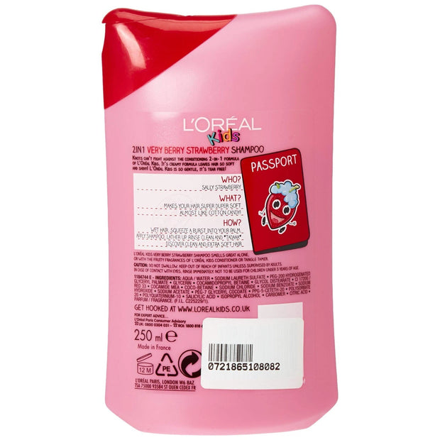 L'Oreal Kids Extra Gentle 2 In 1 Shampoo Very Berry Strawberry 8.4oz / 250ml