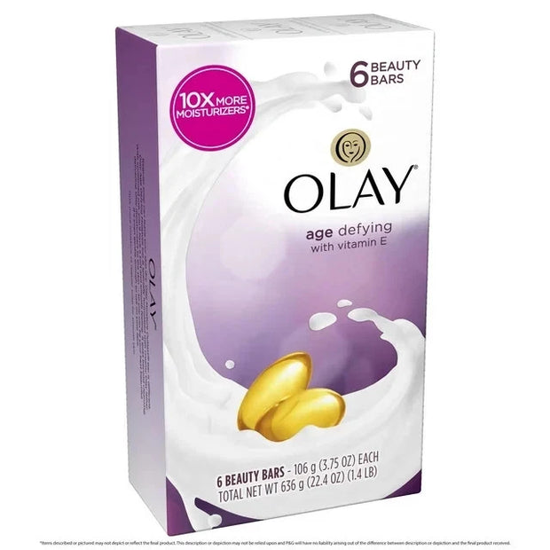 Olay Age Defying 10x Moisture Beauty Bar w Vitamin B3 Complex 3.75oz 6 pack