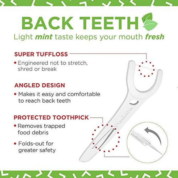 Plackers Back Teeth Micro Mint Dental Flossers Mint Flavor 75Ct Pack of 4