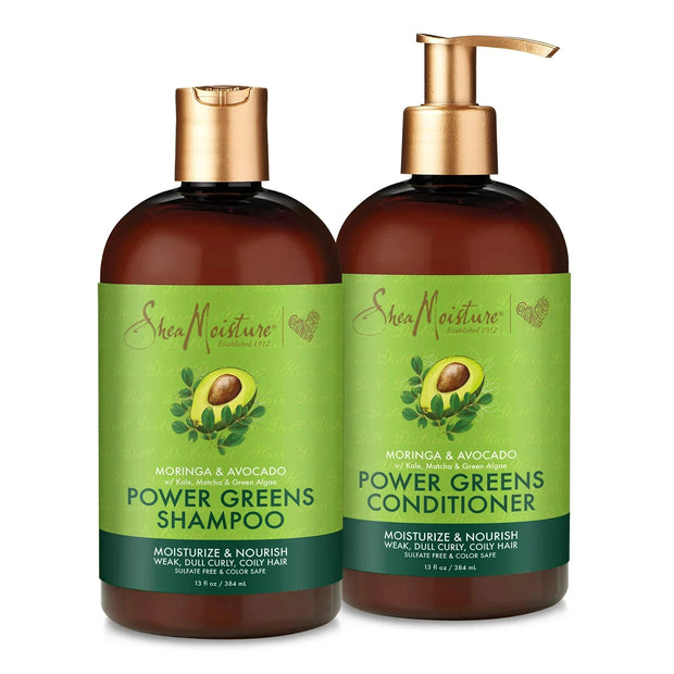 Shea Moisture Power Greens Shampoo & Conditioner Moringa Avocad COMBO