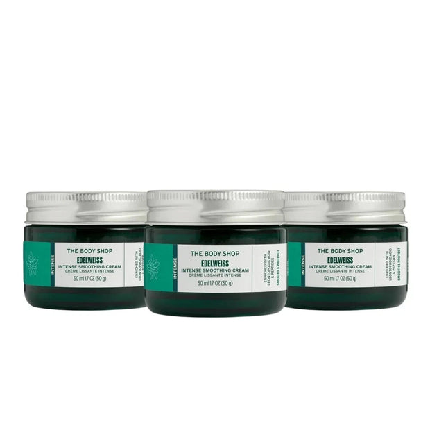 The Body Shop EDELWEISS Intense Smoothing Cream - 1.7 oz / 50ml 3 PACK