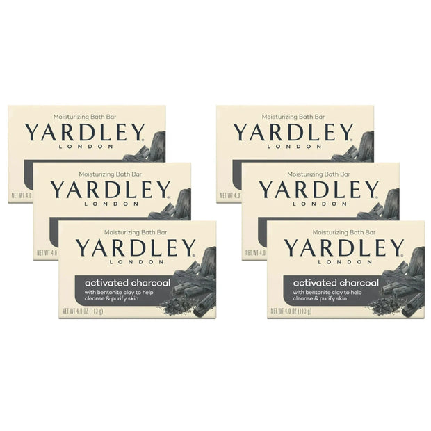 Yardley London Moisturizing Bath Bar Activated Charcoal 4oz. - Pack of 6